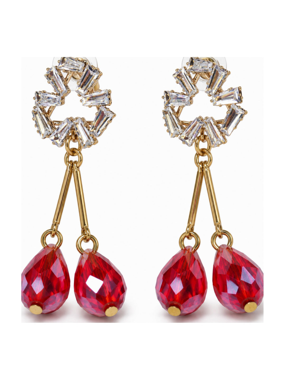 Crystal Wreath Twin Teardrops Red - Attractive Sister