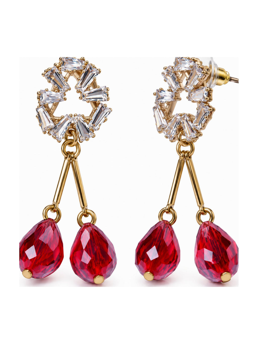 Crystal Wreath Twin Teardrops Red - Attractive Sister