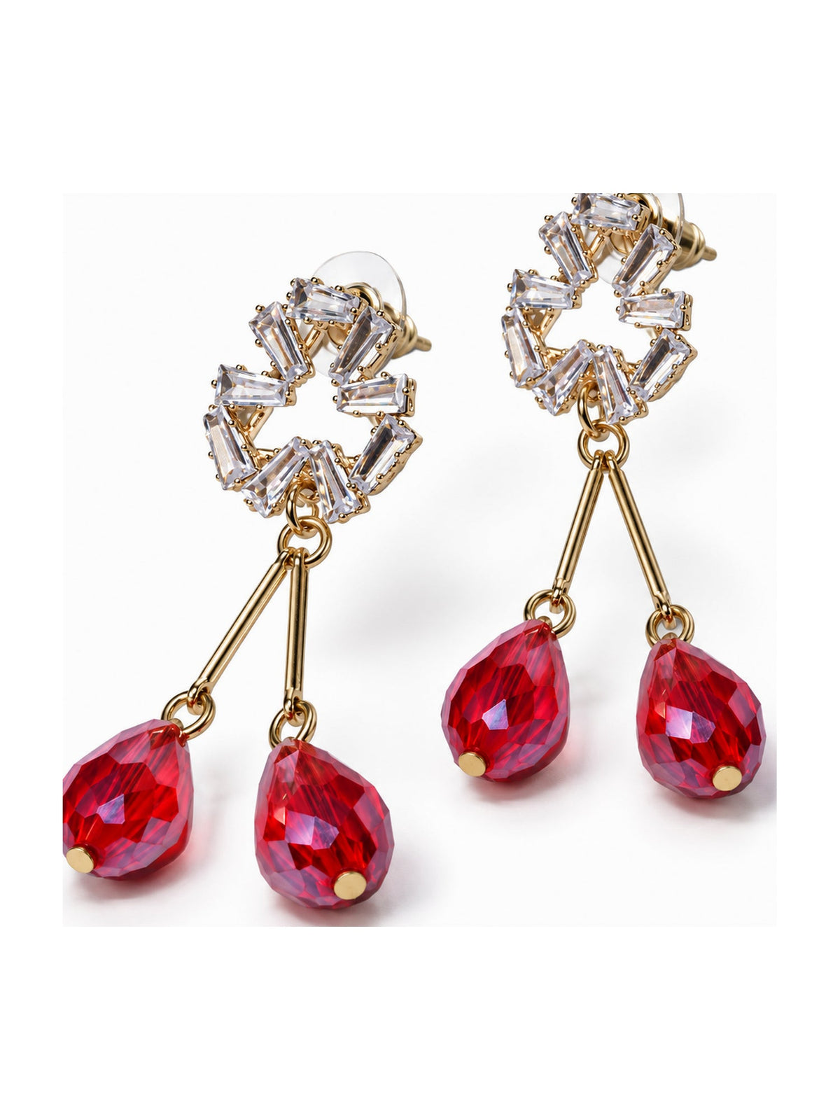Crystal Wreath Twin Teardrops Red - Attractive Sister