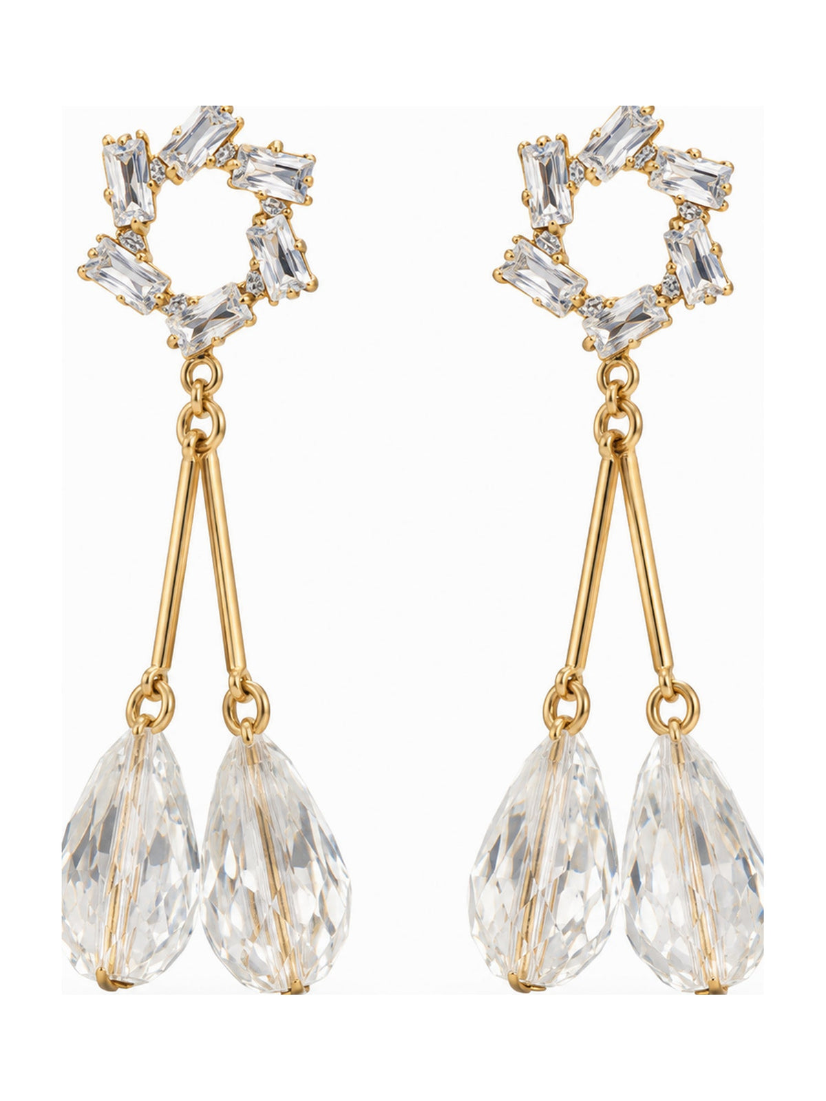 Crystal Wreath Twin Teardrops White - Attractive Sister