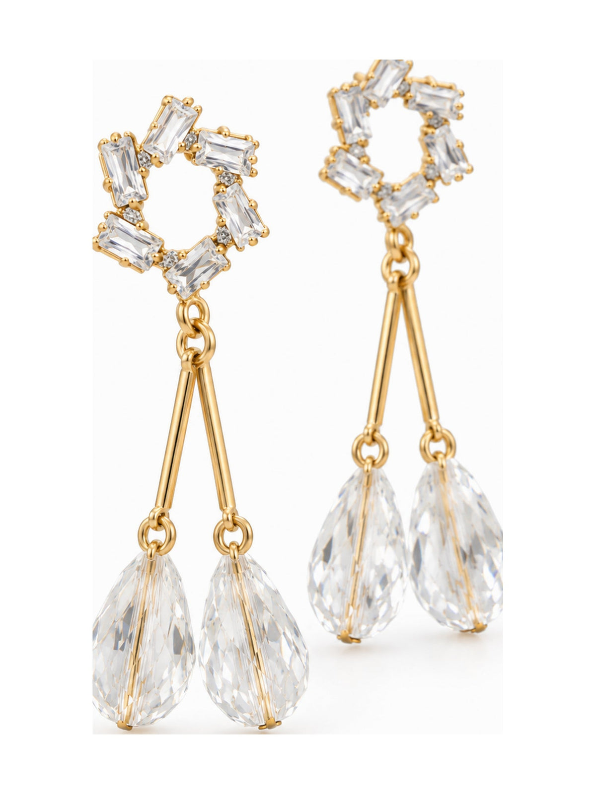 Crystal Wreath Twin Teardrops White - Attractive Sister