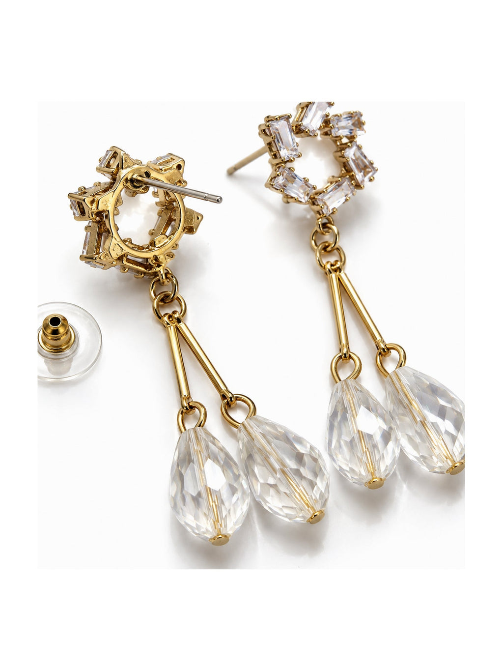 Crystal Wreath Twin Teardrops White - Attractive Sister