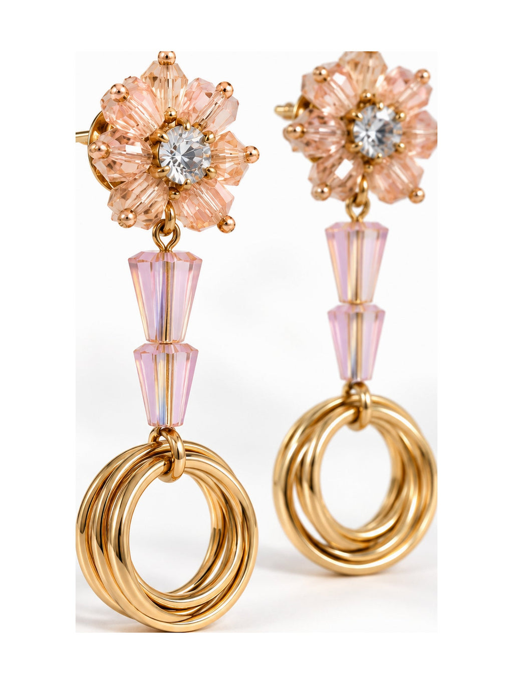 Flower Cone Ring Drops Pink - Attractive Sister