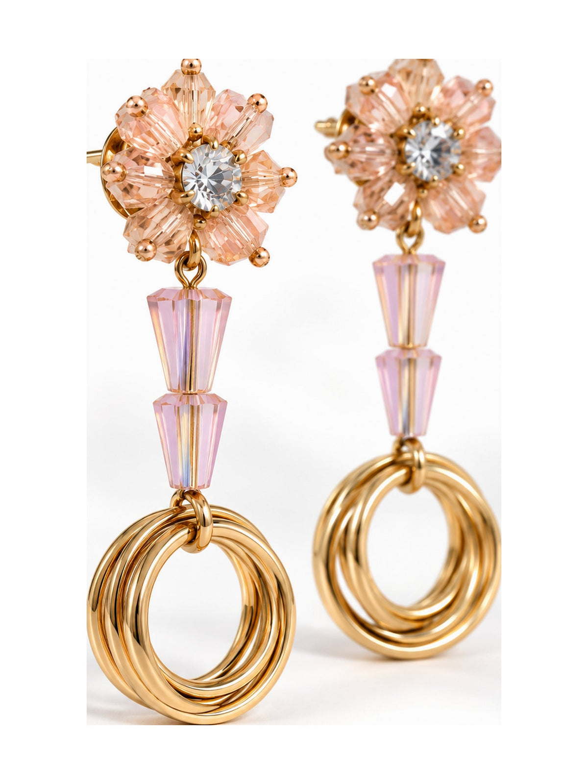 Flower Cone Ring Drops Pink - Attractive Sister