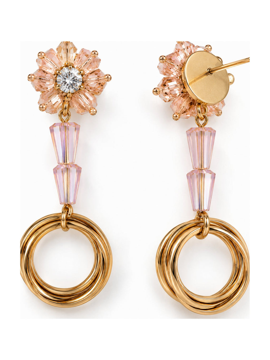 Flower Cone Ring Drops Pink - Attractive Sister