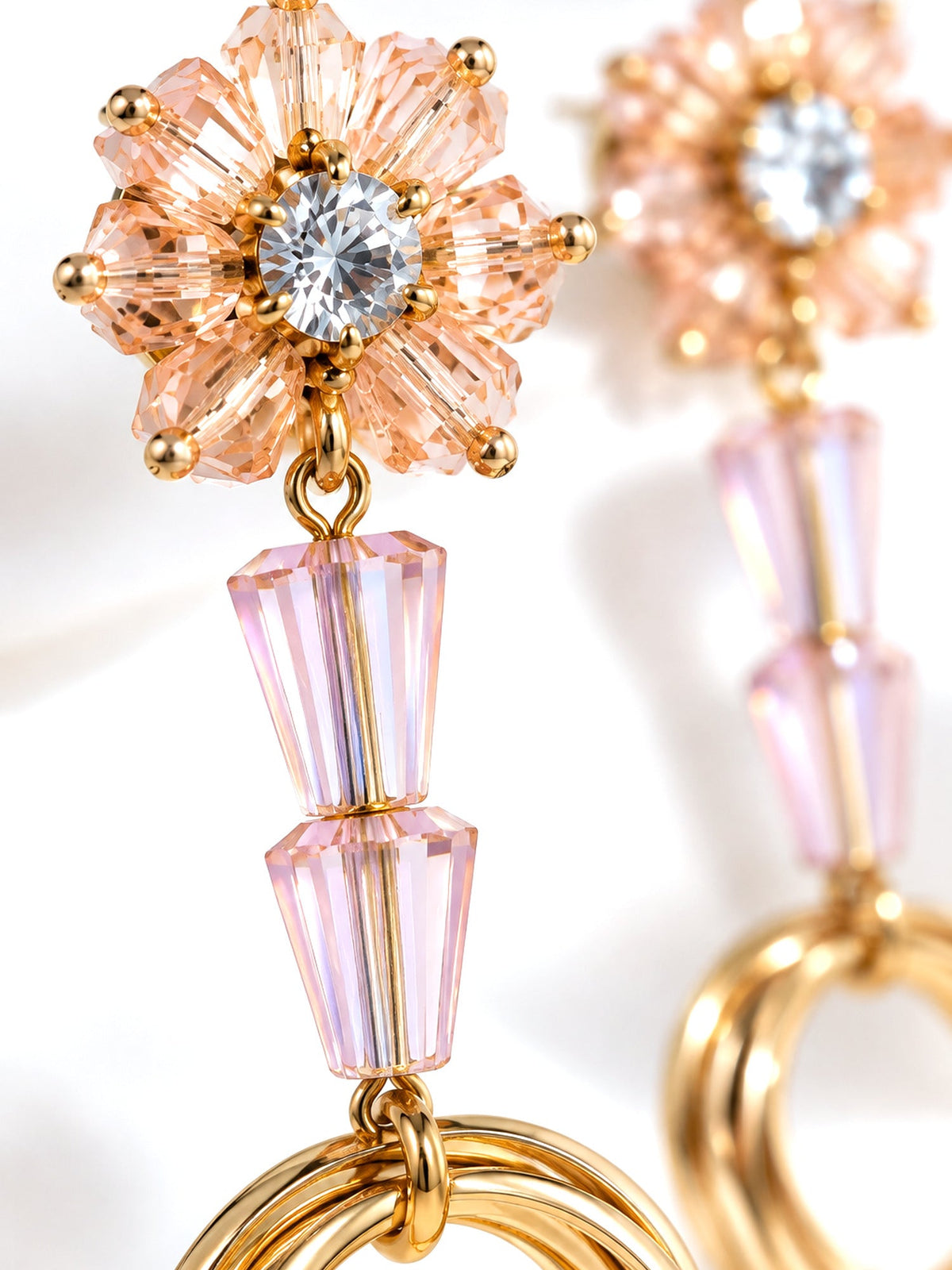 Flower Cone Ring Drops Pink - Attractive Sister