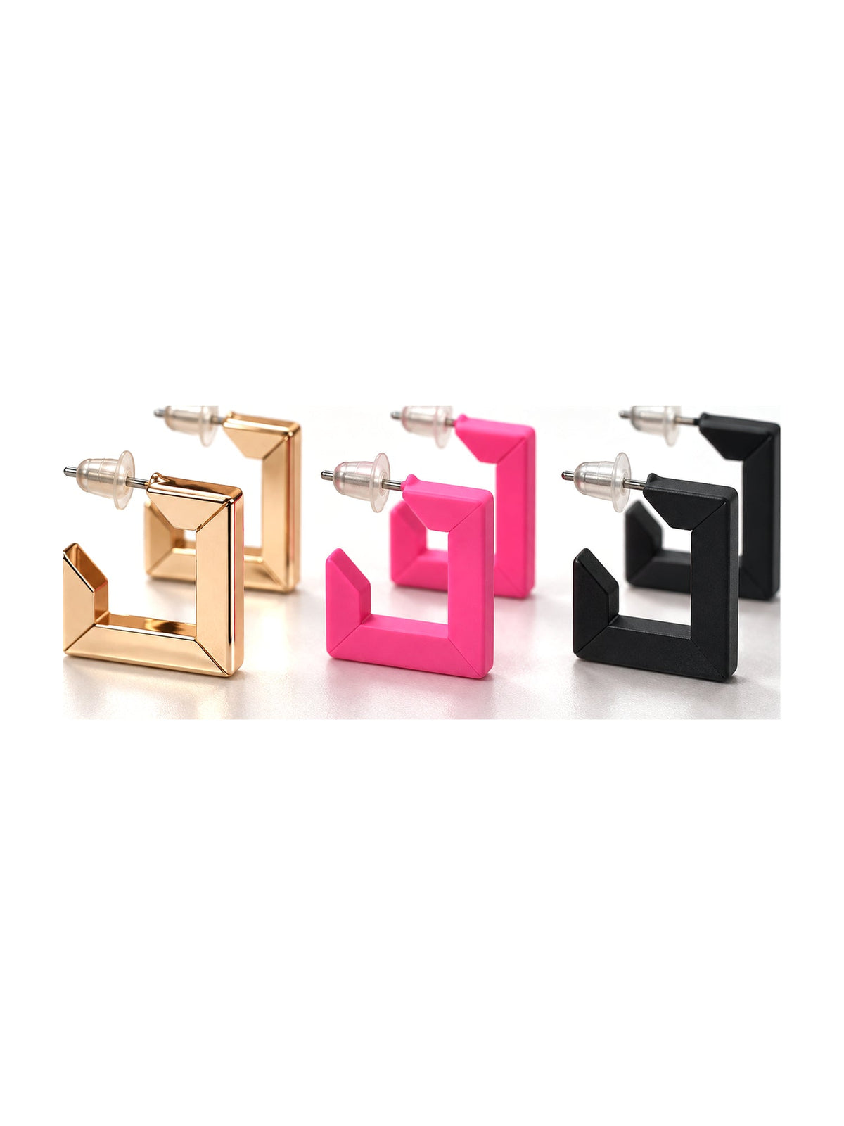 Square Huggie Hoops Set of 3 - Attractive Sister