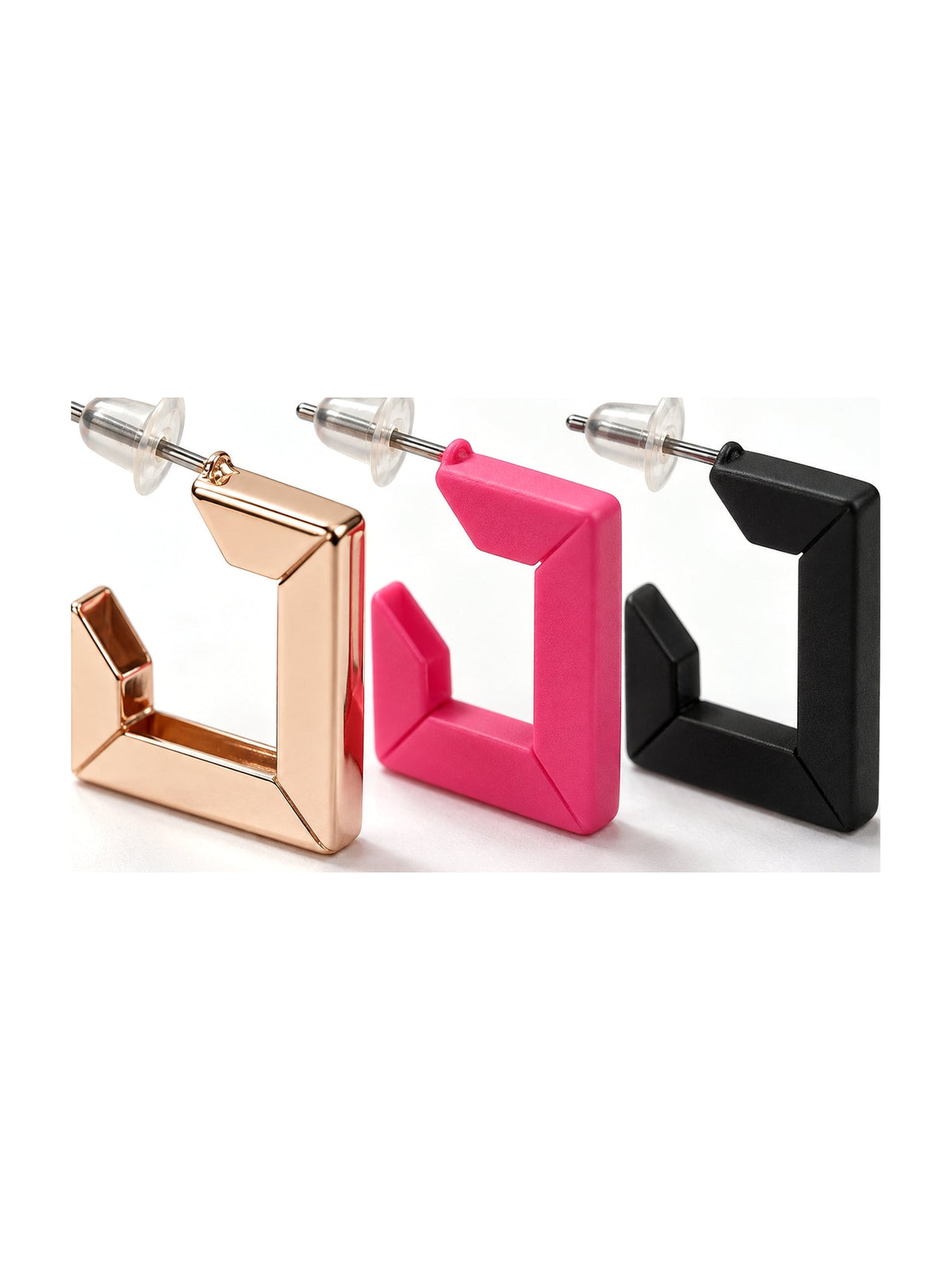 Square Huggie Hoops Set of 3 - Attractive Sister