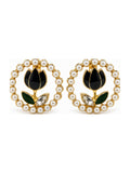 Pearl Halo Tulip Studs Black - Attractive Sister