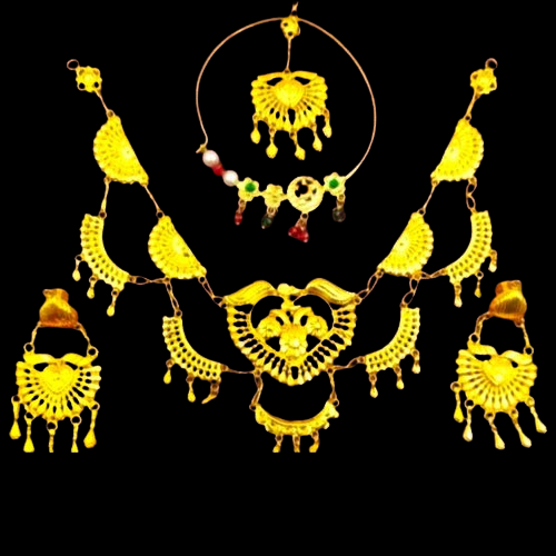 Handmade Tribal Gold-Plated Necklace and Earring Set