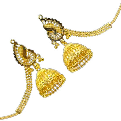 Opulent Gold-Plated Double Curtain Jhumka Earrings – Traditional Indian Bridal Jewelry for Special Occasions - Attractive Sister