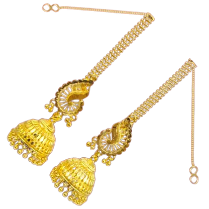 Opulent Gold-Plated Double Curtain Jhumka Earrings – Traditional Indian Bridal Jewelry for Special Occasions - Attractive Sister