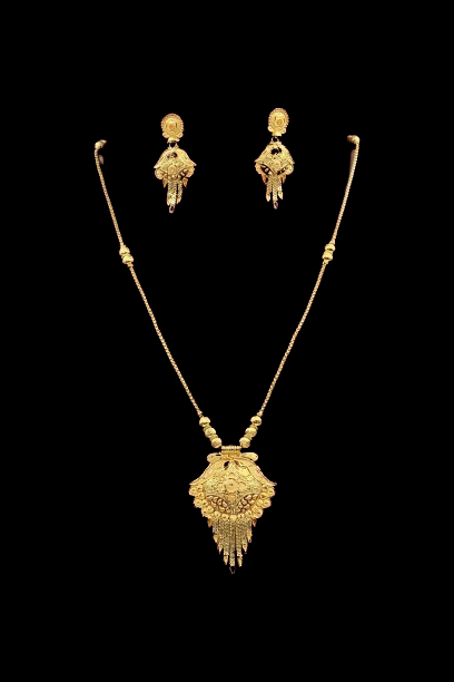 Exquisite One Gram Gold Traditional Necklace and Earrings Set