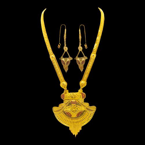 Handmade One Gram Gold Necklace and Earring Set for Rakhi Festival | Intricate Indian Jewelry