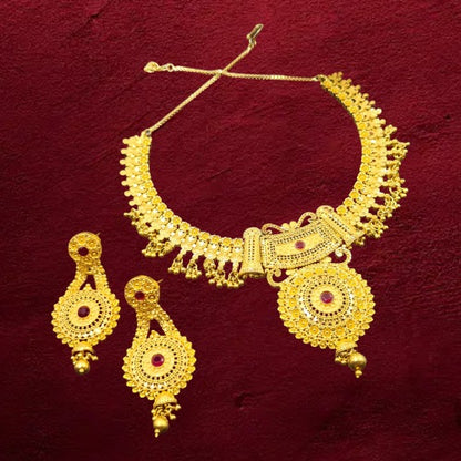 "Minimalist One-Gram Gold-Plated Necklace Set Lightweight and Elegant "