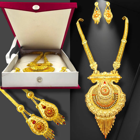 Antique Indian Wedding Stunning 1 Gram Gold-Plated Necklace & Earrings Set - Attractive Sister
