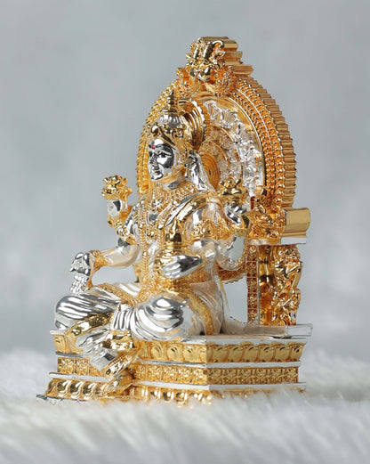 Gold and Silver Plated Maa Laxmi Ji Statue - 165g, 3.75" x 1.75" x 2.25" - Prosperity Idol