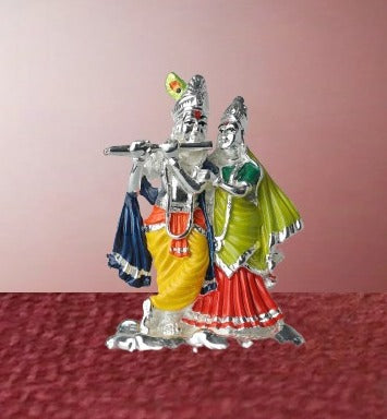 Radha Krishana Silver plated with Painting size 3*2*1