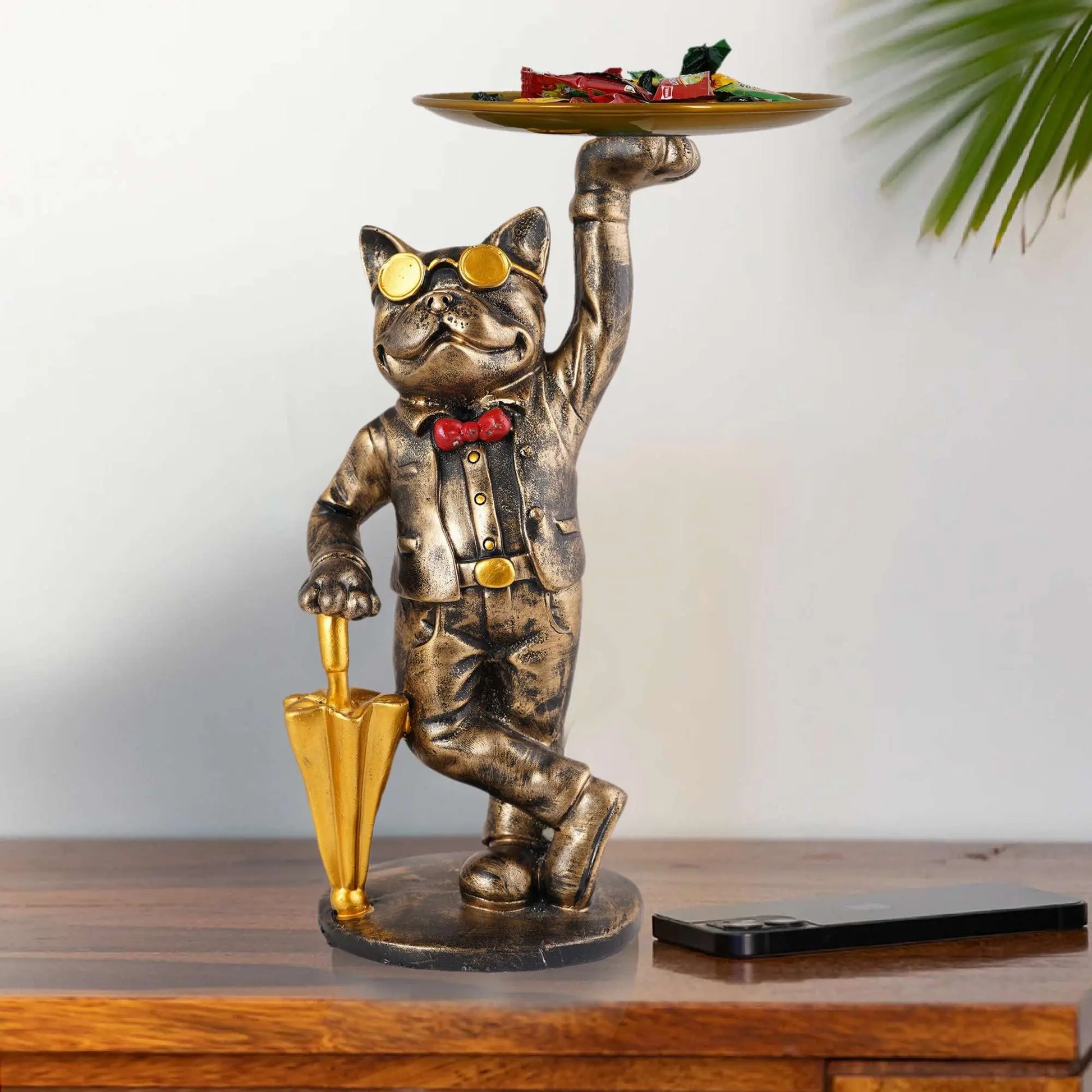 M/S PREM CRAFTS  Cool Dog Showpiece with Plate for Home Dcor Item | Kitchen,Bedroom,Office,Dinning Table Decorative Item -02 M/S PREM CRAFTS