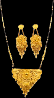 Exquisite Gold Mangalsutra Necklace and Earrings Set