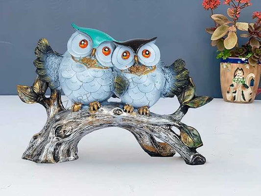 M/S PREM CRAFTS  Owl Family Sitting on Tree Decorative Bird Showpieces Statue for Home Decor Living Room Bedroom Wall Shelf Table Top Garden Decoration Items -6 M/S PREM CRAFTS