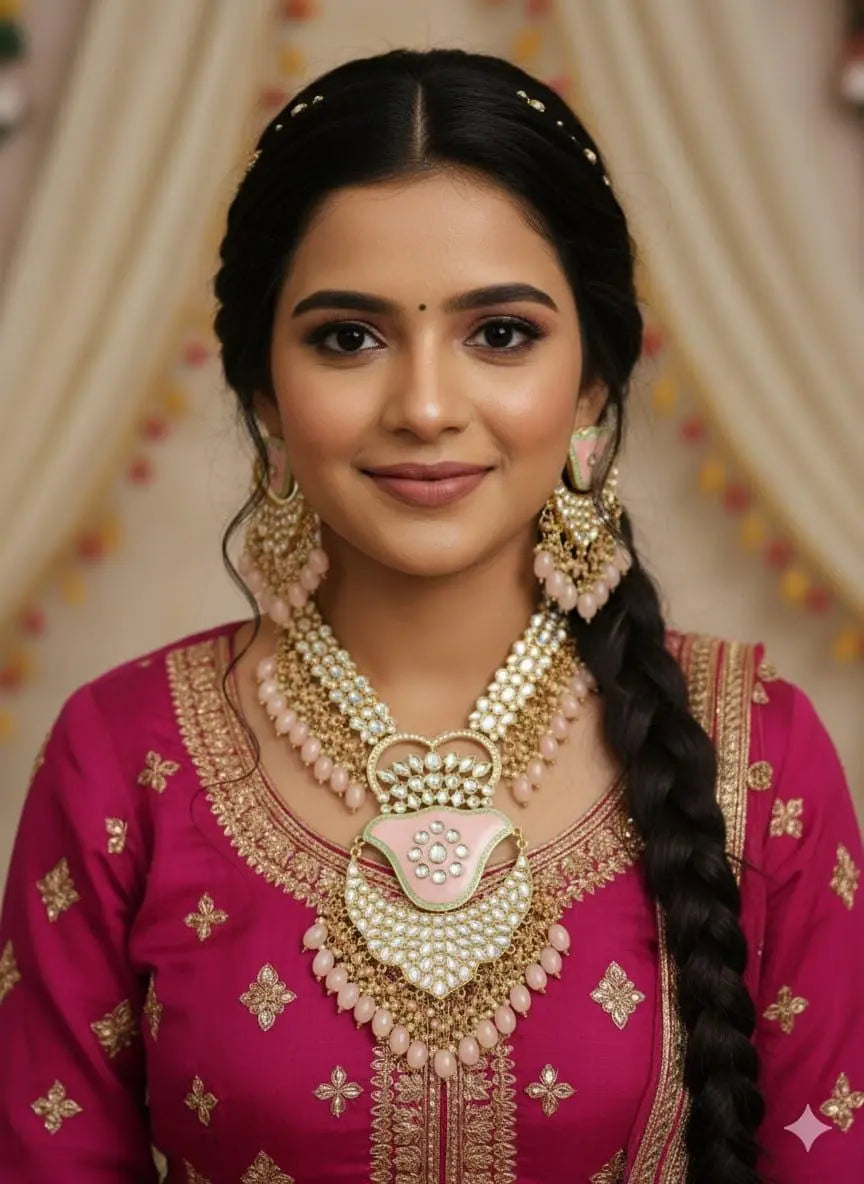 Designer Meenakari Work Long Necklace With Earrings – Beautiful Premium Quality Jewellery RE