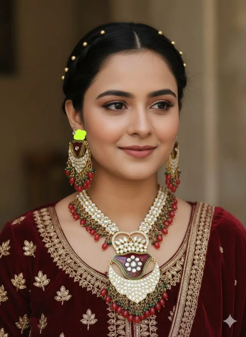 Designer Meenakari Work Long Necklace With Earrings – Beautiful Premium Quality Jewellery RE