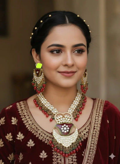 Designer Meenakari Work Long Necklace With Earrings – Beautiful Premium Quality Jewellery RE