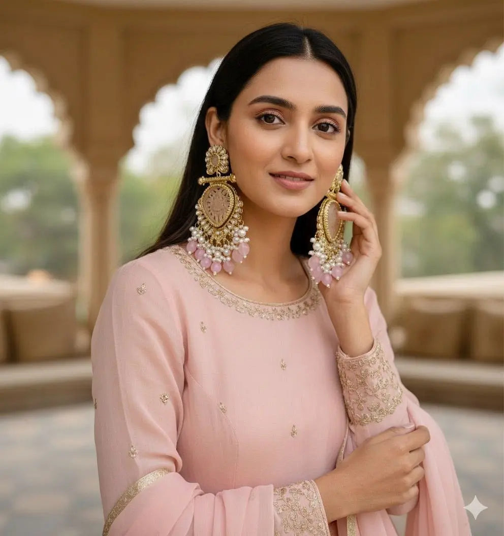 Haldi Special Yellow Carved Stone Earrings with Kundan & Pearls – Trending Mehndi Jewellery 2025 RE