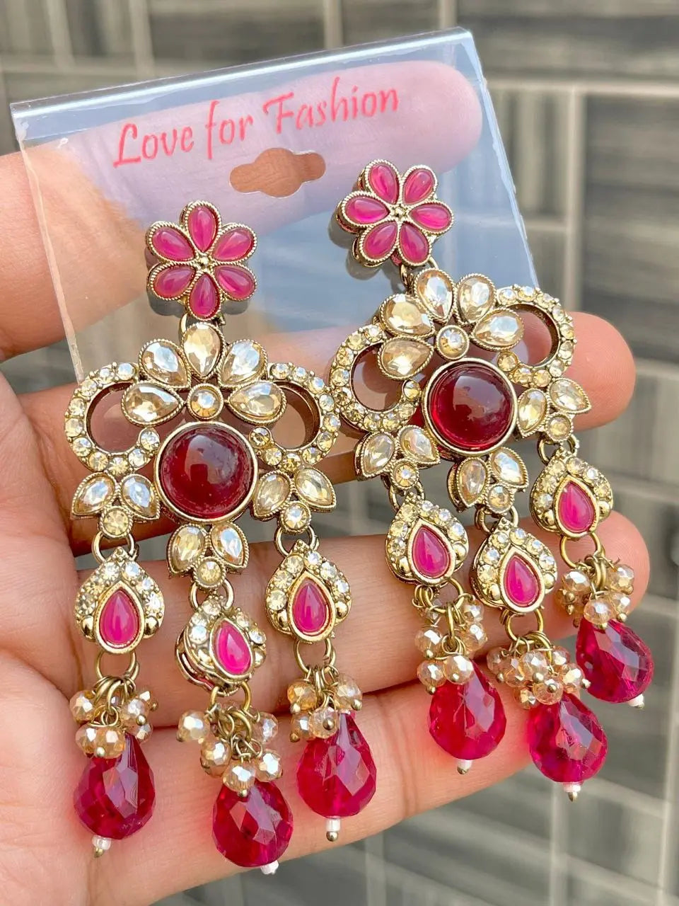 Trending Kundan Meenakari Chandbali Earrings with Red Jhumki – Party, Wedding & Festival Wear RE