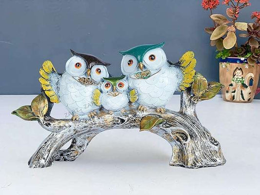 M/S PREM CRAFTS  Owl Family Sitting on Tree Decorative Bird Showpieces Statue for Home Decor Living Room Bedroom Wall Shelf Table Top Garden Decoration Items -5 M/S PREM CRAFTS