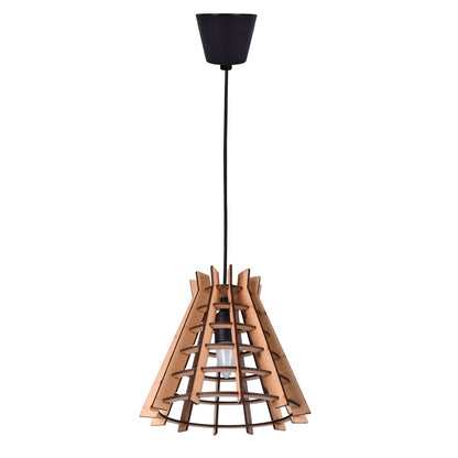 Handcrafted Wooden Pendant Lamp – Rustic Wooden Ceiling Light for Home Décor, Dining Room, and Living Space (Chandelier Style)