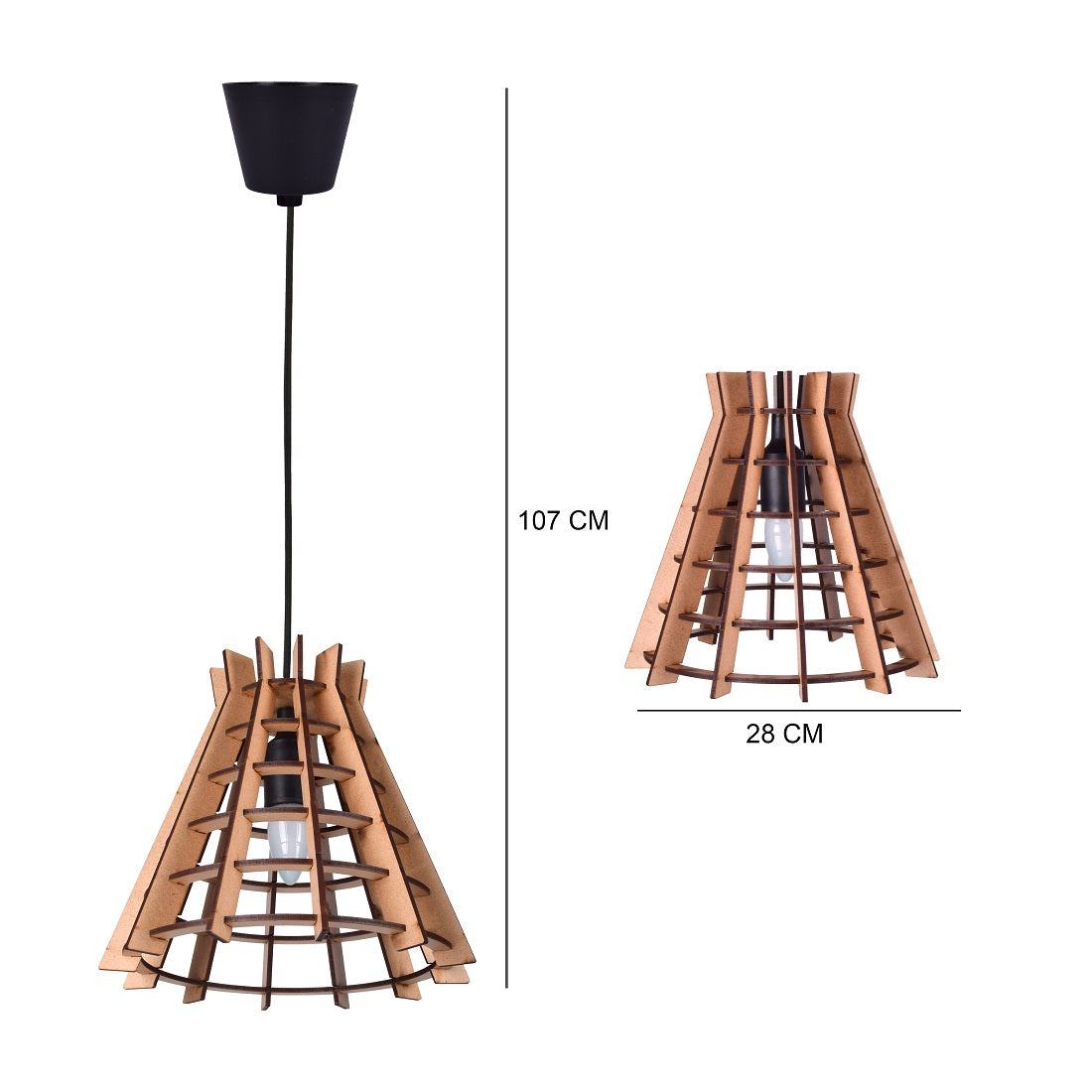 Handcrafted Wooden Pendant Lamp – Rustic Wooden Ceiling Light for Home Décor, Dining Room, and Living Space (Chandelier Style)