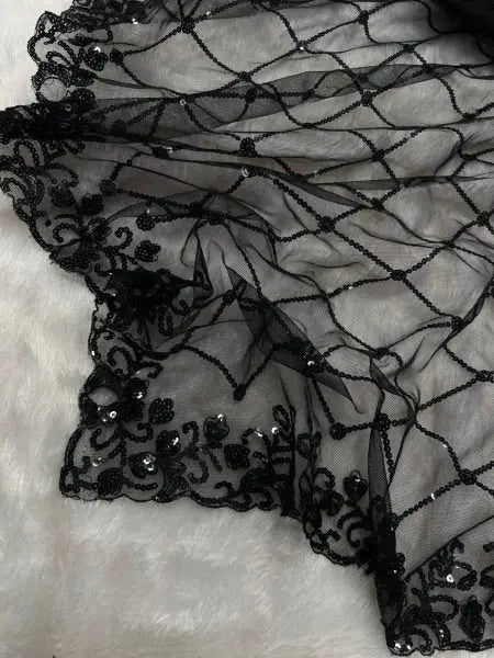 Bollywood Style Black Soft Net Sequence Saree RE