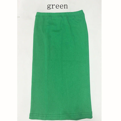 Mid-waist Rib Knitted Sheath Split Skirt