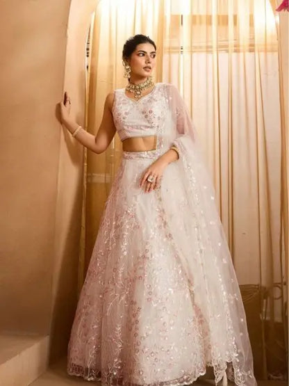 Premium Net Lehenga with Sequins and Stone Accents for Party Look / RE
