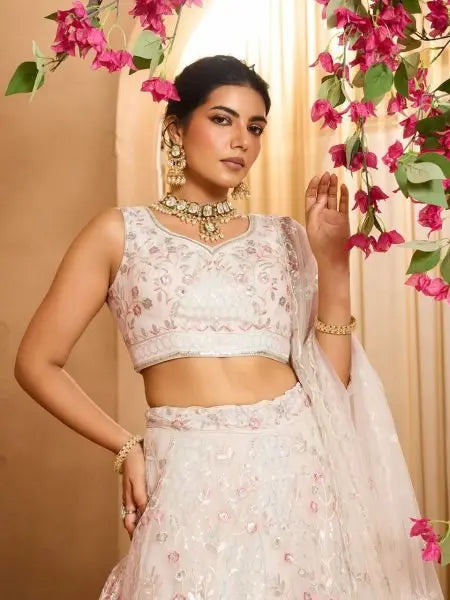 Premium Net Lehenga with Sequins and Stone Accents for Party Look / RE
