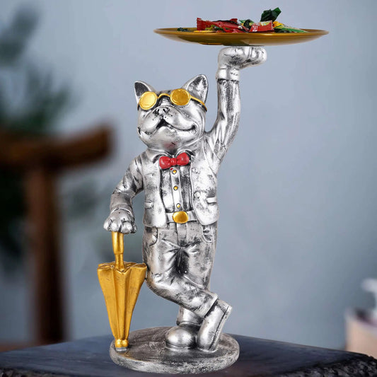 M/S PREM CRAFTS  Cool Dog Showpiece with Plate for Home Dcor Item | Kitchen,Bedroom,Office,Dinning Table Decorative Item -03 M/S PREM CRAFTS