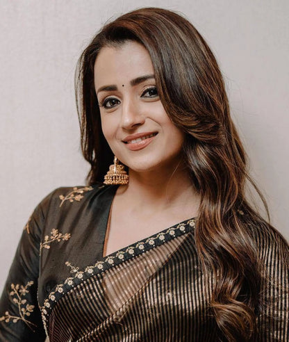 Designer Tissue Saree with Embroidered Blouse Inspired by Trisha Krishnan RE