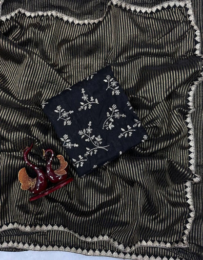 Designer Tissue Saree with Embroidered Blouse Inspired by Trisha Krishnan RE