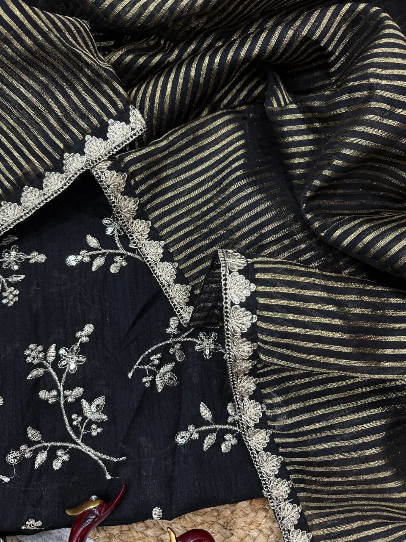 Designer Tissue Saree with Embroidered Blouse Inspired by Trisha Krishnan RE