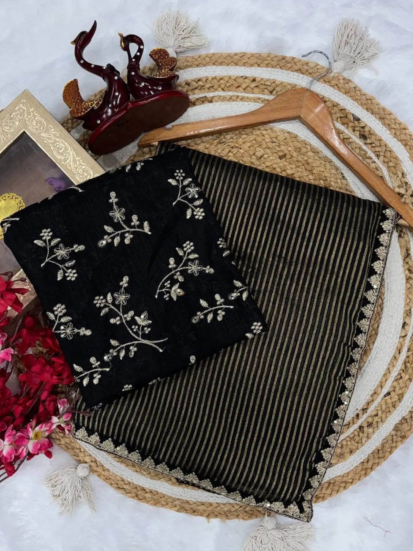 Designer Tissue Saree with Embroidered Blouse Inspired by Trisha Krishnan RE