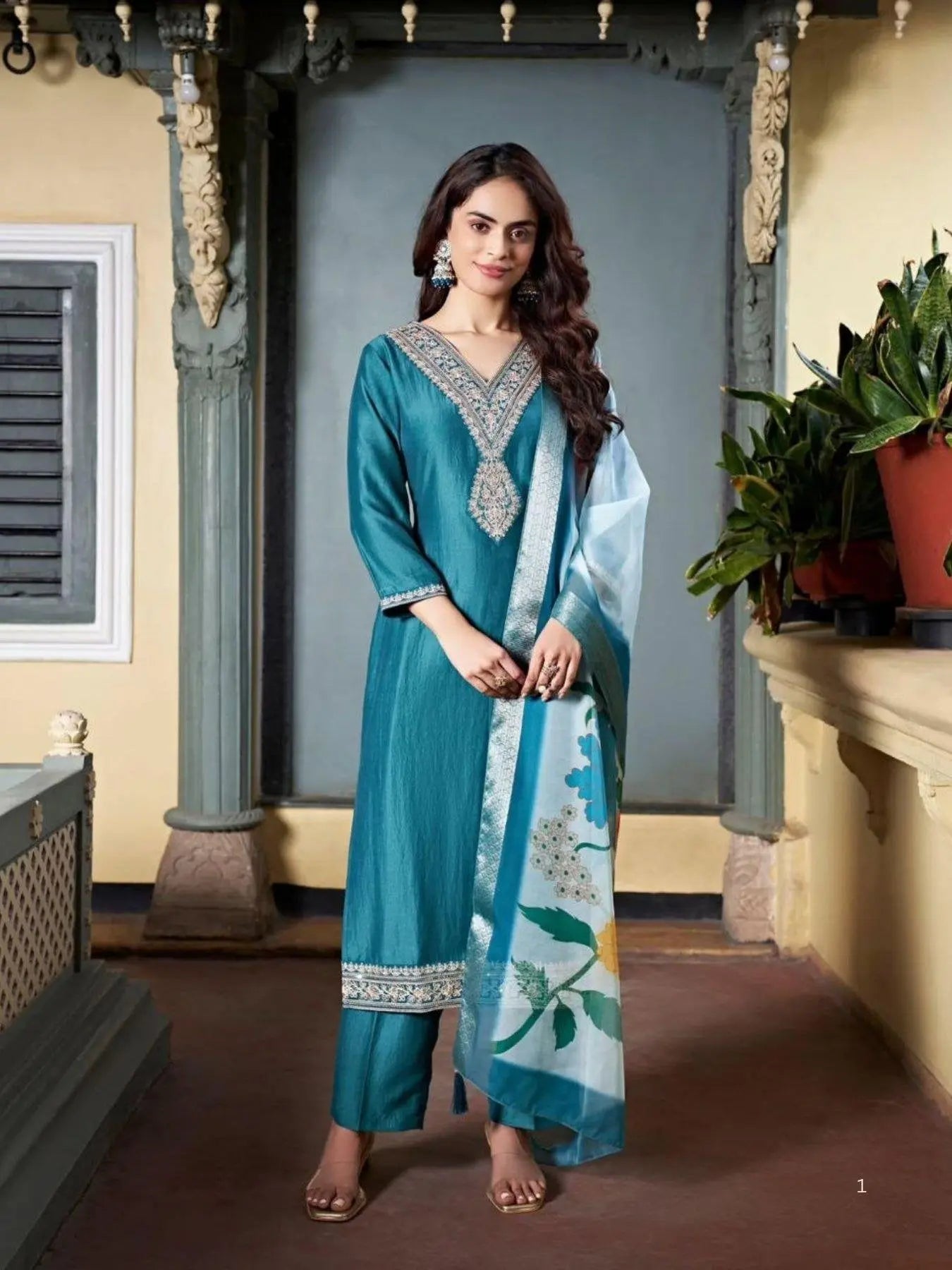 Dipali Embroidered Viscose Chanderi Straight Kurta with Jacquard Dupatta For Woman RE