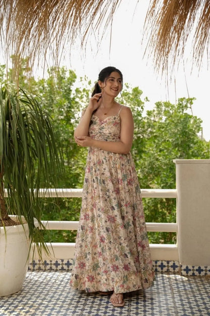 Elegant All Over Print Western Long Gown Bestselling Printed Maxi Dress RE