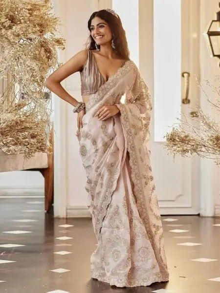 Luxe Organza Wedding Set with Rich Embroidery & Statement Blouse Celebration Ready Look RE