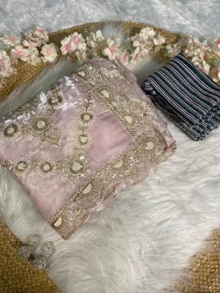 Luxe Organza Wedding Set with Rich Embroidery & Statement Blouse Celebration Ready Look RE
