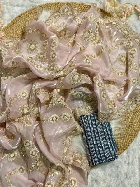 Luxe Organza Wedding Set with Rich Embroidery & Statement Blouse Celebration Ready Look RE