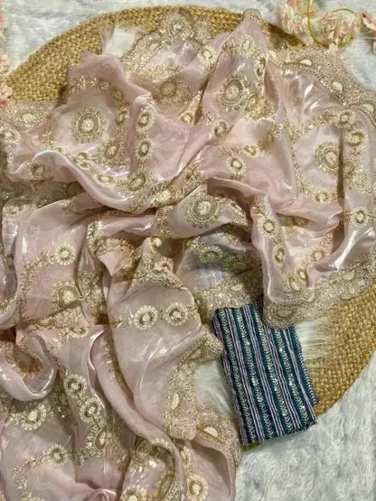 Luxe Organza Wedding Set with Rich Embroidery & Statement Blouse Celebration Ready Look RE