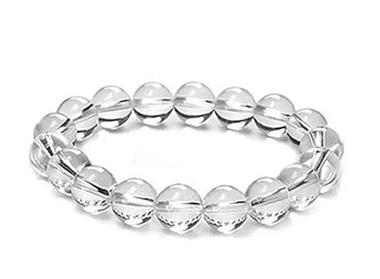 HANDMADEAURA Bracelet, Reiki Natural clear quartz Bracelet 8 mm, Round Bead Bracelet for Wealth Protection, Genuine Gemstone Beads for Calming, Stress Relief & Spiritual Healing - Natural HANDMADEAURA
