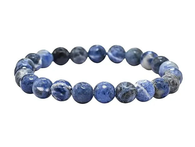 HANDMADEAURA Bracelet, Reiki Natural Sodalite Bracelet 8 mm, Round Bead Bracelet for Wealth Protection, Genuine Gemstone Beads for Calming, Stress Relief & Spiritual Healing - Natural HANDMADEAURA